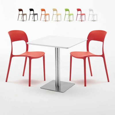 Ahd Amazing Home Design - Tavolo 70x70 cm con 2 sedie colorate Restaurant Strawberry | Rosso