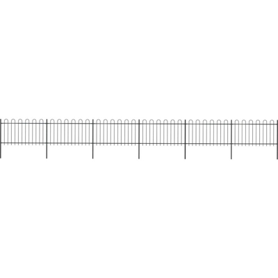Recinzione da Giardino con Punta Tonda in Acciaio 10,2x1 m Nera - Nero - Youthup