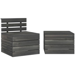 vidaXL Set Divani da Giardino su Pallet 2pz Pino Massello Grigio Scuro - Grigio precio