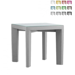Tavolo quadrato 75x75 Slide Gino top in vetro per bar ristorante giardino | Grigio chiaro precio