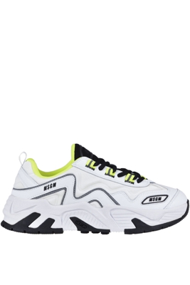 Leather and techno fabric sneakers