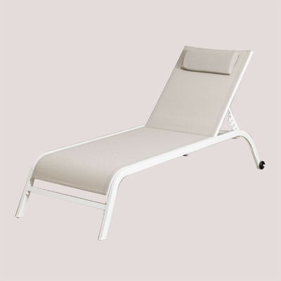 Lettino prendisole reclinabile con cuscino Therys Beige Crema Poliestere - Acciaio - Sklum