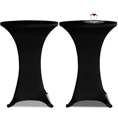 vidaXL Copritavolo in Tessuto Elasticizzato 2 pezzi Ø 60 cm Nero - Nero