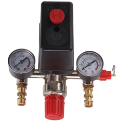 Pressostato 230V Valvola aria Collettore di aspirazione Regolatore di controllo del compressore Set manometro, rosso e oro e nero precio