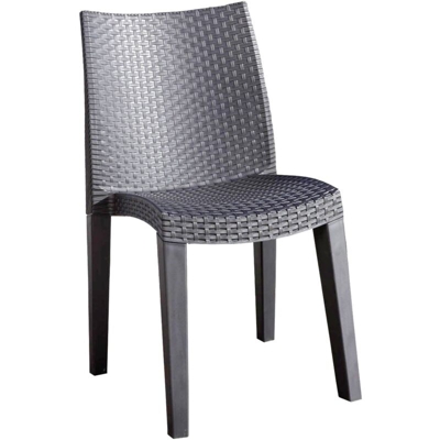 Dmora Sedia impilabile effetto Rattan, Made in Italy, 48x55x86 cm, color Antracite