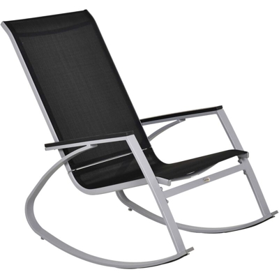 Sedia a Dondolo da Giardino, Impermeabile e Antiruggine, Nera - Outsunny