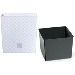 Vaso Rato da 10 litri con contenitore per piantare in bianco 22,3 x 22,3 x 22,8 cm. precio
