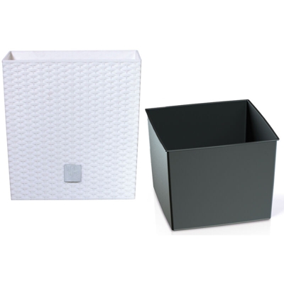 Vaso Rato da 10 litri con contenitore per piantare in bianco 22,3 x 22,3 x 22,8 cm.