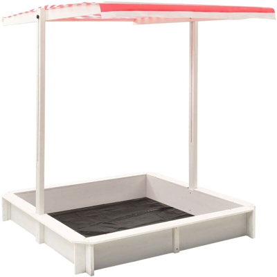 vidaXL Sabbiera con Tetto Regolabile Legno Abete Bianco e Rosso UV50 - Multicolore
