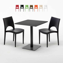 Grand Soleil - Tavolino Quadrato Nero 70x70 cm con 2 Sedie Colorate Paris Kiwi | Nero precio