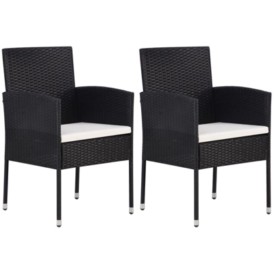 Sedie da Giardino 2 pz in Polyrattan Nere