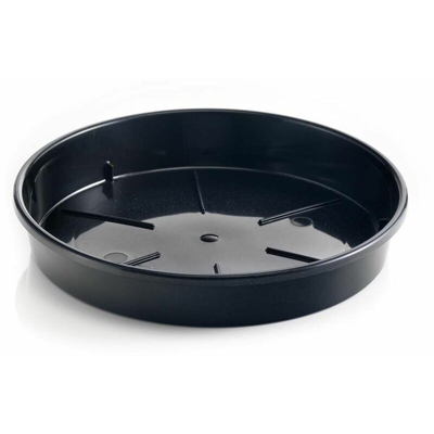 Sottovaso rotondo 'Plato' per vasi colorati da esterno e giardino. -DIAM 32 x H 5.2 cm / Nero