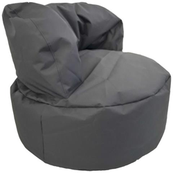 Poltrona A Sacco Pouf Bomber In Tessuto Poliestere Imbottita Grigio en oferta