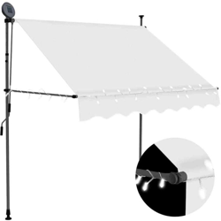 Tenda da Sole Retrattile Manuale con LED 100 cm Crema - crema - Vidaxl en oferta