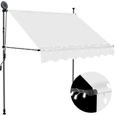 Tenda da Sole Retrattile Manuale con LED 100 cm Crema - crema - Vidaxl