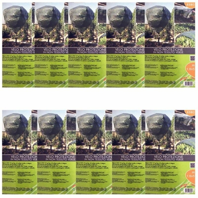 Verdemax 10 pezzi velo di protezione in tnt telo 17 gr/mq verde ciascuno metri 1,6x5