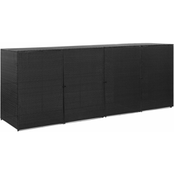 Copribidone Quadruplo Spazzatura Nero 305x78x120 cm Polyrattan - Nero - Youthup en oferta