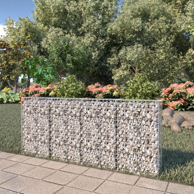 Gabbione con Copertura in Acciaio Zincato 200x20x85 cm - Argento - Youthup