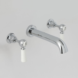 Hudson Reed Elizabeth Rubinetto MIscelatore a 3 Fori per Lavabo - Design da Parete con Controlli a Leva - Finitura Cromata e Bianca - 40 x Ø43 x 180mm características