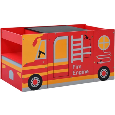 vidaXL Set Tavolo per Bambini 3pz Design Camion dei Pompieri in Legno - Rosso