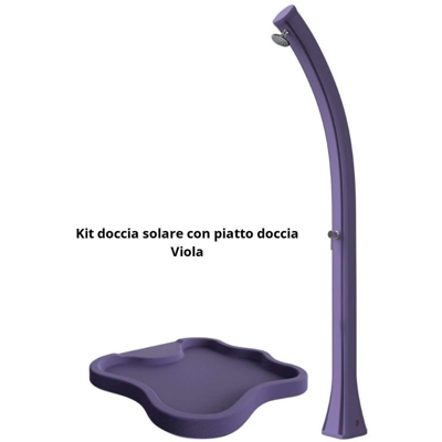 Doccia calda a energia solare con piatto cm 19x17x215 DOCCIALAGHETTO VIOLA - Arkema Design-prodotto Made In Italy