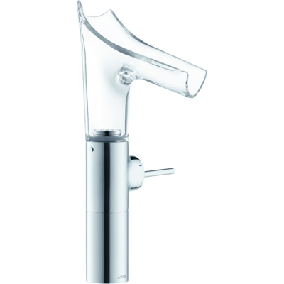 Hansgrohe AXOR Starck V Miscelatore monocomando lavabo 220 con bocca in vetro per lavabi con set di scarico, colorazione: cromo - 12114000