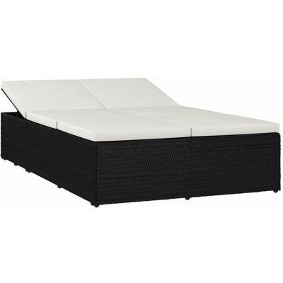 Lettino Prendisole Trasformabile con Cuscino Polyrattan Nero Modello 1 - Nero - Vidaxl