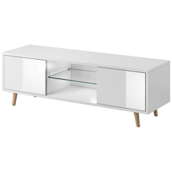 Mobile Tv In Stile Scandinavo Coleus Bianco / bianco Lucido 140 Cm en oferta