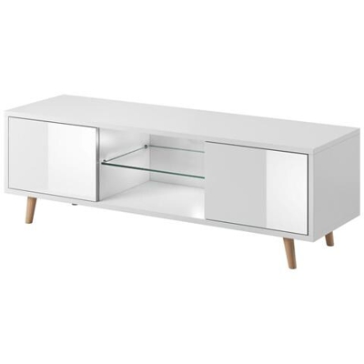 Mobile Tv In Stile Scandinavo Coleus Bianco / bianco Lucido 140 Cm