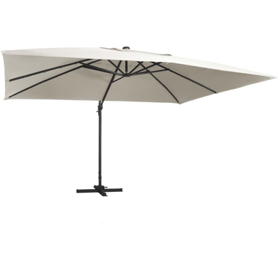 Ombrellone a Sbalzo con LED Palo in Alluminio 400x300 cm Sabbia - Bianco - Vidaxl