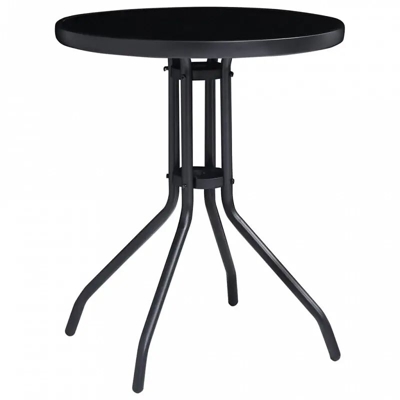 Tavolo da Giardino Antracite e Nero 60 cm in Acciaio e Vetro - Antracite - Vidaxl