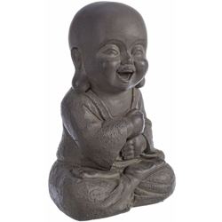 Stuatuetta da giardino nano decorazione per esterno Buddha antracite -Buddha felice en oferta
