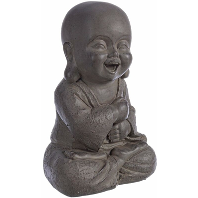 Stuatuetta da giardino nano decorazione per esterno Buddha antracite -Buddha felice
