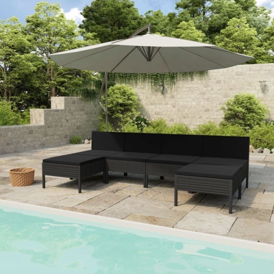 Set Divani da Giardino 6 pz con Cuscini in Polyrattan Nero - Nero - Youthup
