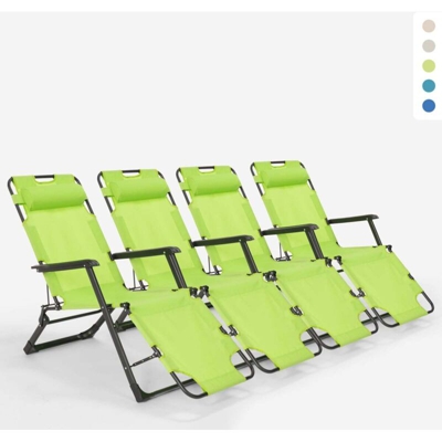 4 Sedie sdraio spiaggia giardino pieghevole multiposizione Emily Lux Zero Gravity | Verde