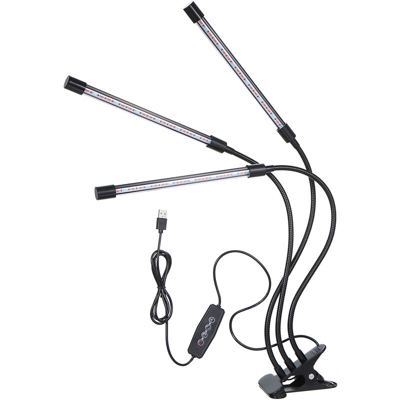DC5V 27W LED a 3 teste con luce progressiva a collo d'oca regolabile a 360 ¡ã Lampadine a luce rossa e blu Caricatore a carica USB Lampada a carica