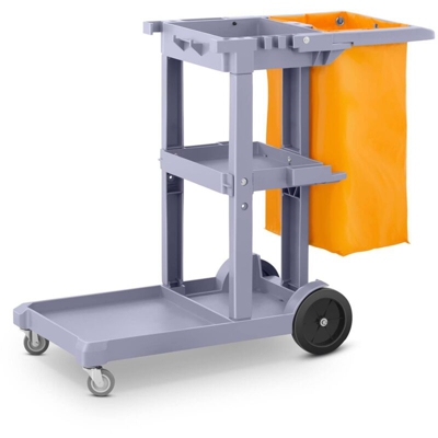 Carrello Multiuso Per Pulizie Con Sacco Per Biancheria Plastica Blu E Giallo