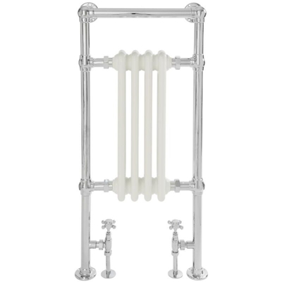 Hudson Reed Elizabeth Scaldasalviette Tradizionale di Design Verticale - Termoarredo Bagno Classico a Colonna - Acciaio Bianco e Cromato - 430W - 930