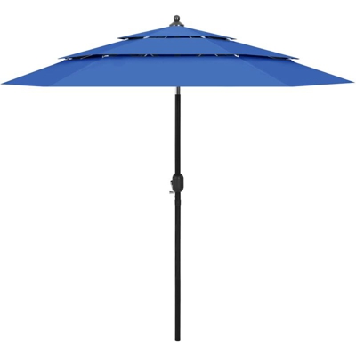 Ombrellone a 3 Livelli con Palo in Alluminio Azzurro 2,5 m - Vidaxl
