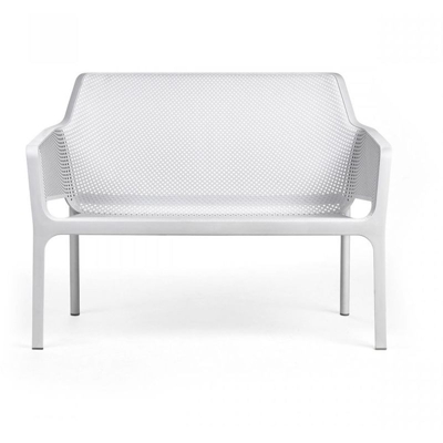 Panca panchina net bench per giardino veranda esterno due posti in fiberglass (bianco)