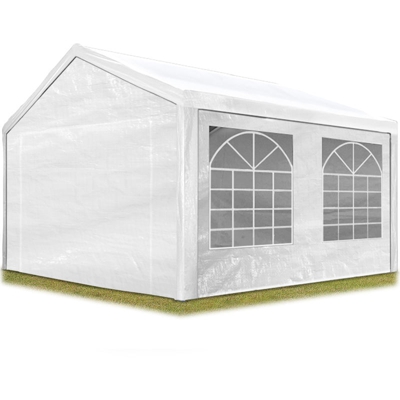 Tendone per Feste Gazebo 3x4 m bianco PE 180g/m² Impermeabile Protezione UV Tenda Giardino Sagre Eventi Mercati Esterno