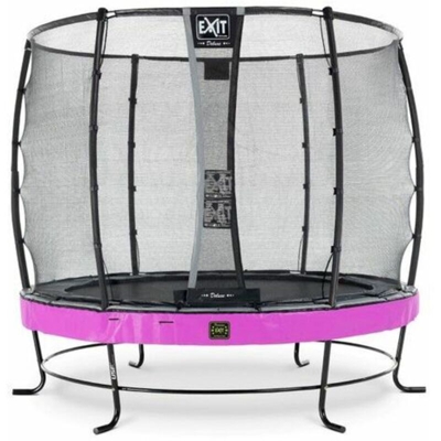 SOLO TRAMPOLINO Tappeto elastico da giardino rotondo 251cm con rete di sicurezza Deluxe - rosa. Con telaio molto stabile. Un trampolino elastico di