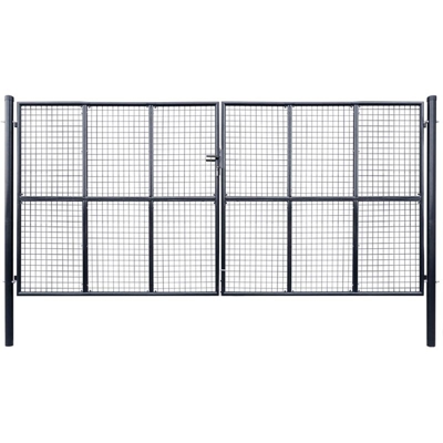 Cancello per Giardino in Acciaio Zincato Grigio 400x200 cm - Grigio - Youthup