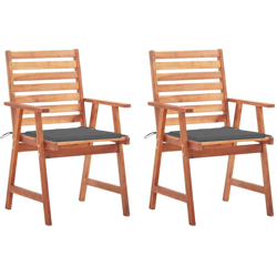 vidaXL Sedie da Pranzo da Esterni con Cuscini 2 pz Massello di Acacia - Marrone en oferta