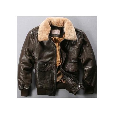 Bomber Invernale In Vera Pelle Con Collo Di Pelliccia Avirex Fly Air Force Flight Jacket [ marrone Scuro / Xl]