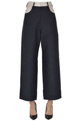 Textured cotton trousers