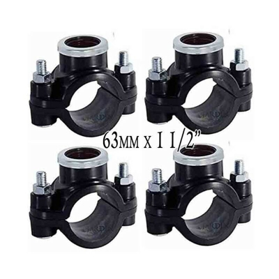 Confezione 4 x COLLARE IRRIGAZIONE 63MM x 1 1/2' . Utilizzato per l'installazione di elementi di irrigazione come irrigatori e