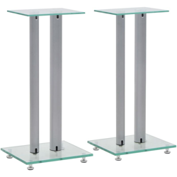 vidaXL Supporti per Altoparlanti 2pz Vetro Temperato a Colonne Argento - Argento en oferta