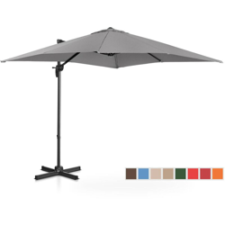 Ombrellone Decentrato Grigio Scuro Rotondo Girevole Da Terrazzo E Giardino 250Cm precio