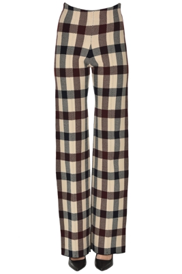 Checked print knit trousers